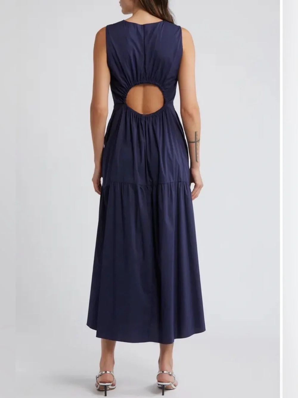 Luxely Sleeveless Navy Tiered Maxi Dress, Size 6.